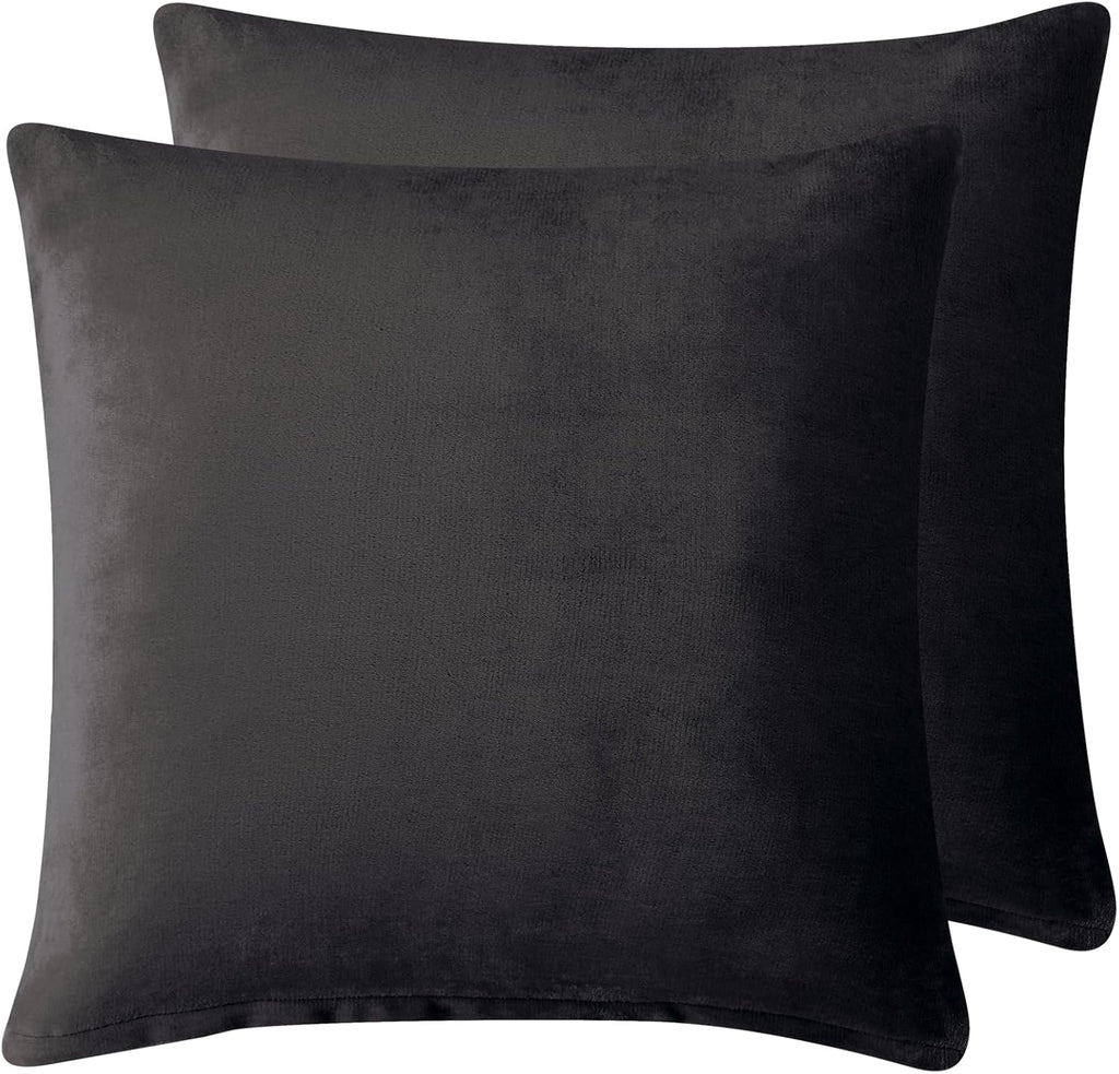 Teddy Sherpa European Pillowcases - Twin-Pack - Charcoal - 65cm x 65cm