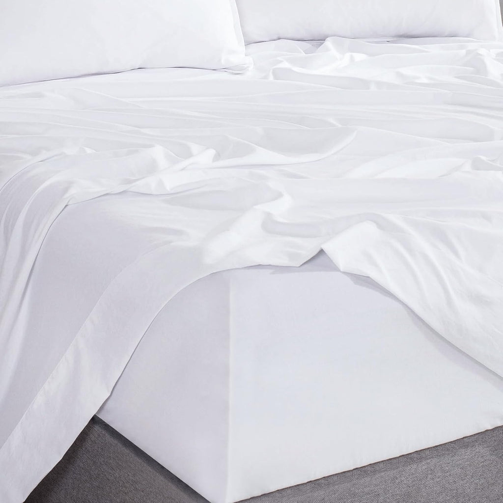 Vintage Washed Microfibre Sheet Set with Pillowcases - White
