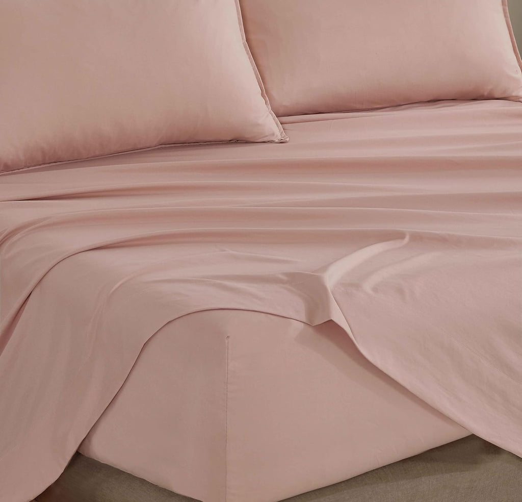 Vintage Washed Microfibre Sheet Set with Pillowcases - Pink