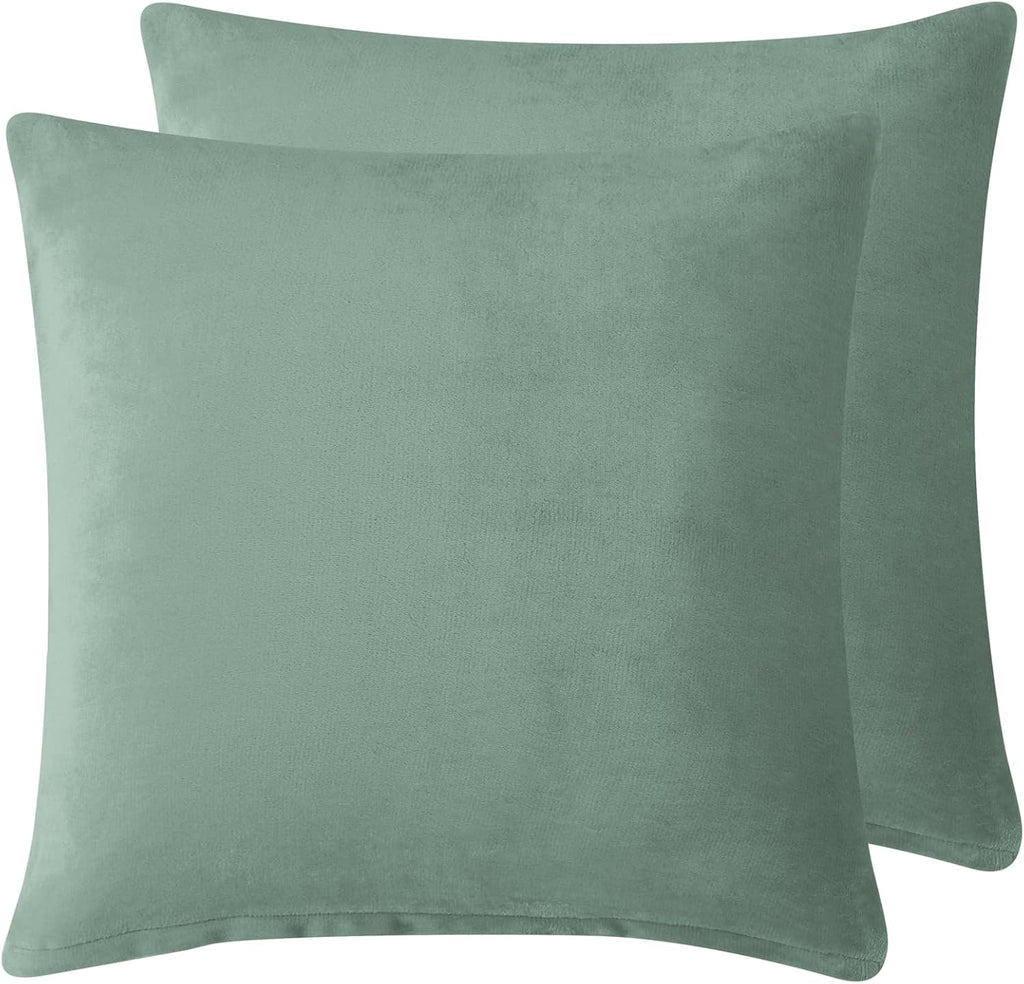 Teddy Sherpa European Pillowcases - Twin-Pack - Sage Green - 65cm x 65cm