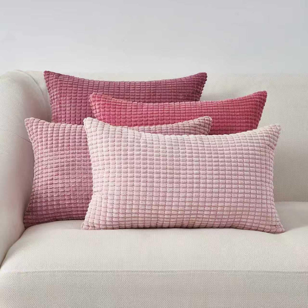 Corduroy Corn Grain Cushion Covers - Pack of 4 Mix of Pink Shades - 30cm x 50cm