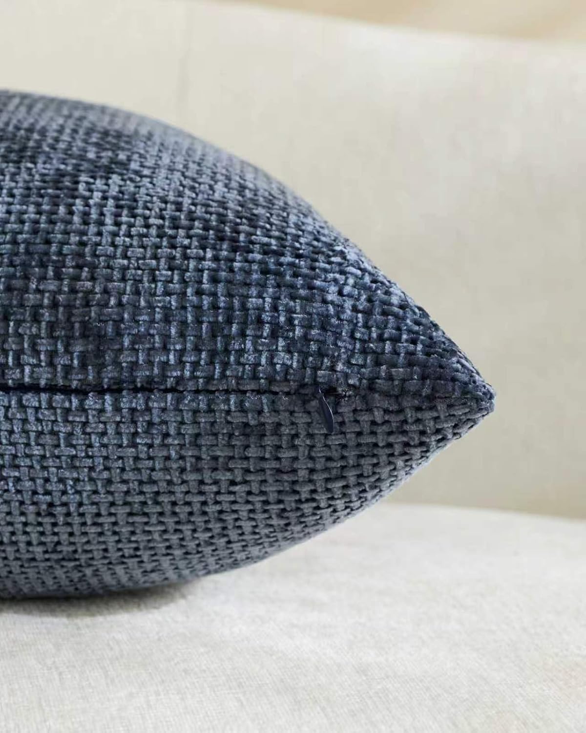 Chenille Grid Cushion Covers - Pack of 2 - Midnight, 45cm x 45cm