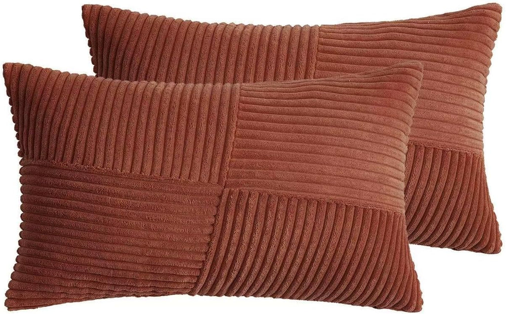 Corduroy Windmill-Inspired Cushion Covers - Twin-Pack - Brick - 30cm x 50cm