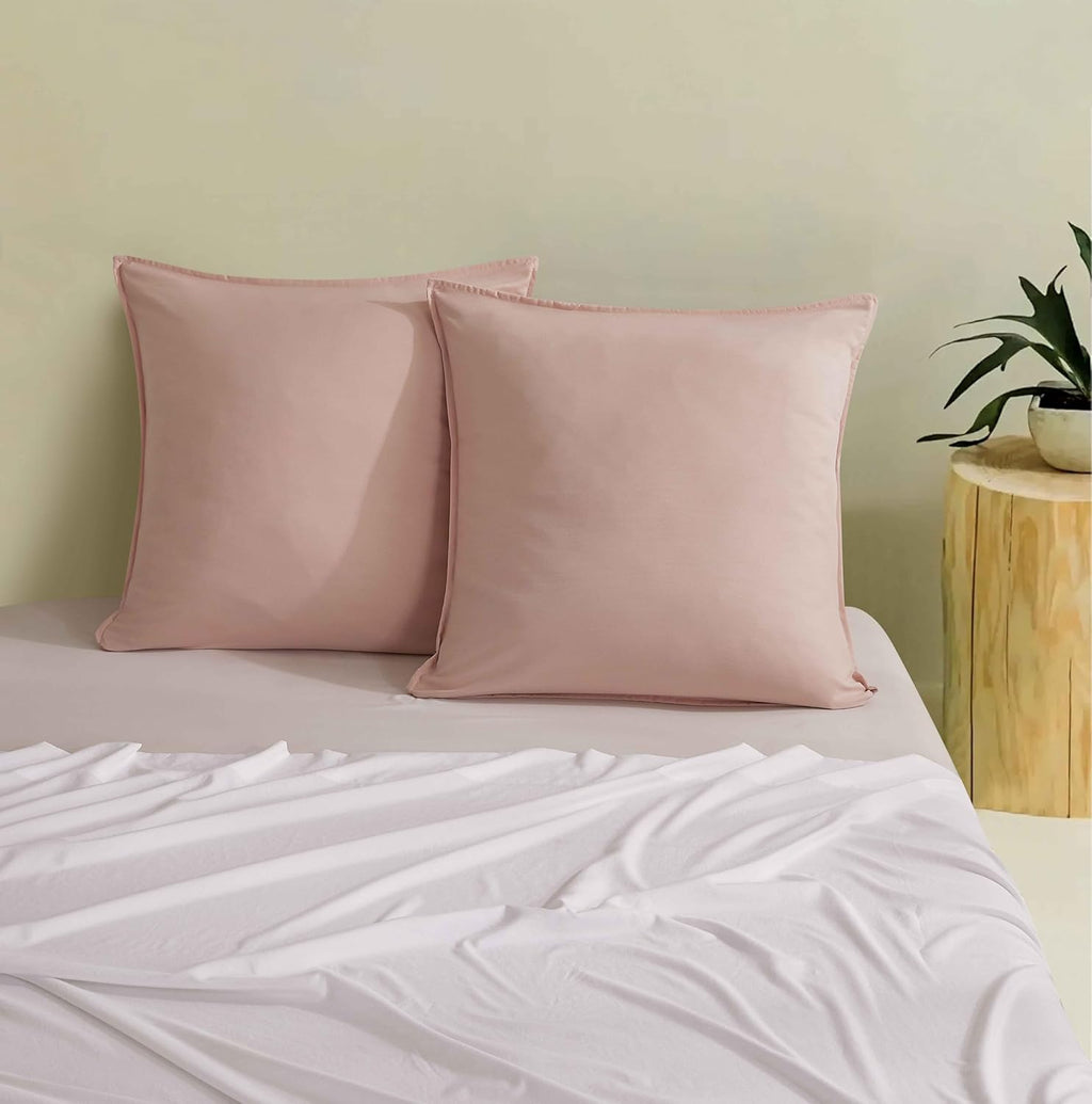 Vintage Washed Microfibre European Pillowcases - Twin-Pack - Pink