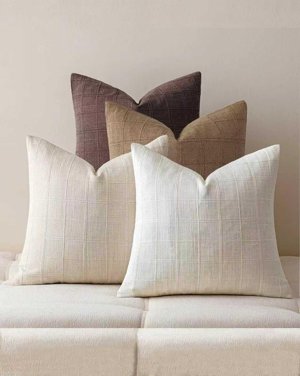 Linen-Look Cushion Covers - Pack of 4 - Earthy Neutrals, 45cm x 45cm