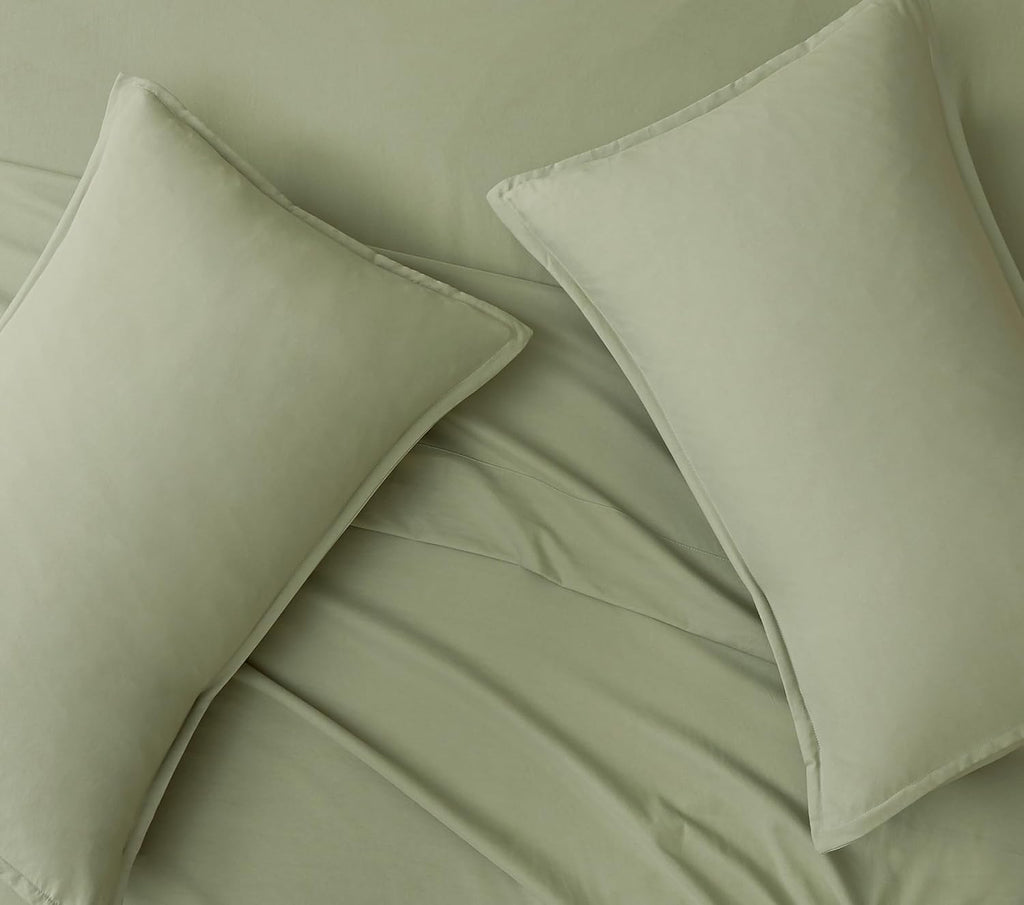 Vintage Washed Microfibre Quilt Cover Set - Eucalypt