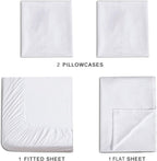 Vintage Washed Microfibre Sheet Set with Pillowcases - White