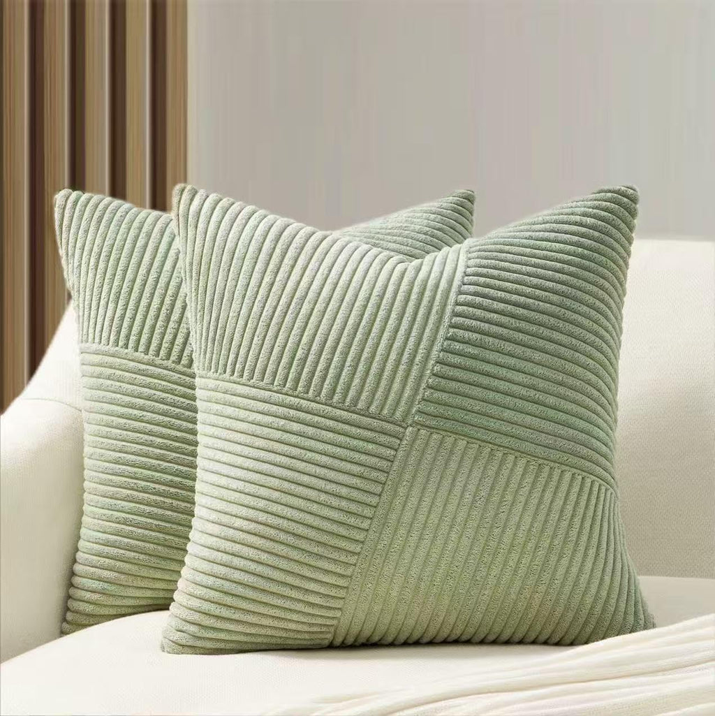 Corduroy Windmill-Inspired Cushion Covers - Twin-Pack - Sage - 45cm x 45cm