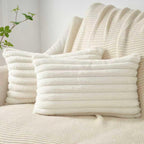 Faux Fur Cushion Covers - Twin-Pack - Snow - 30cm x 50cm