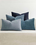 Chenille Grid Cushion Covers - Pack of 4 - Mix of Blue, 30cm x 50cm
