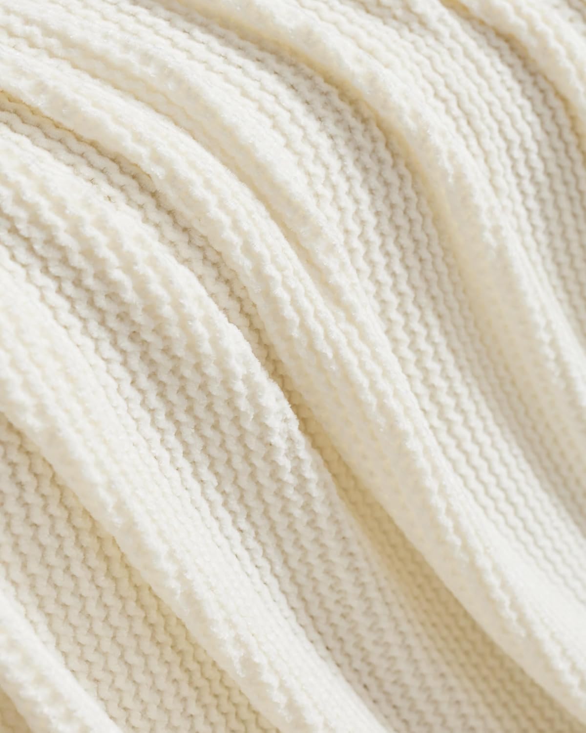 Chenille Knitted Throw - Snow, 130x170cm
