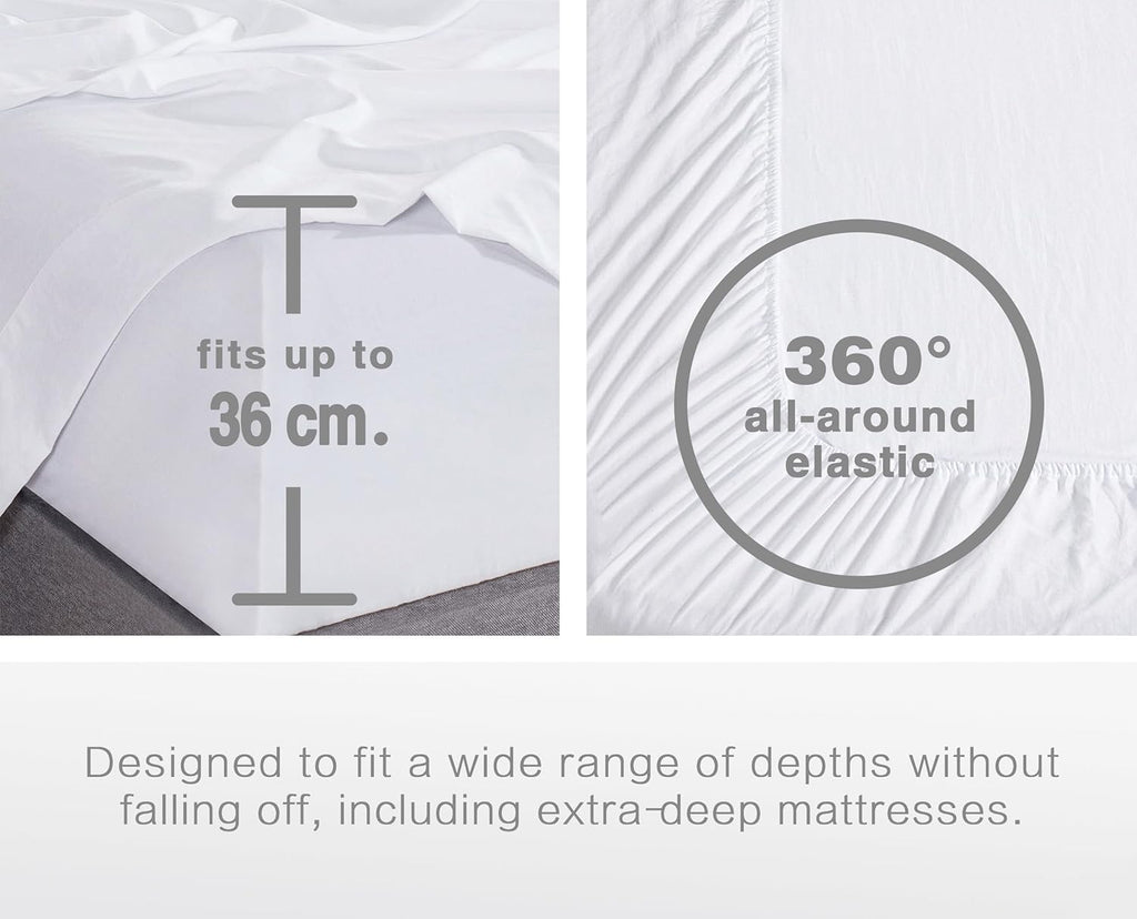 Vintage Washed Microfibre Sheet Set with Pillowcases - White