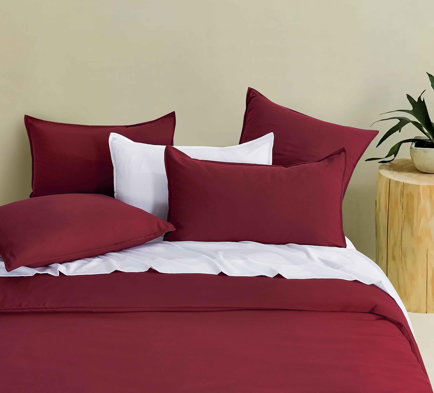 Vintage Washed Microfibre Standard Pillowcases - Twin-Pack - Burgundy