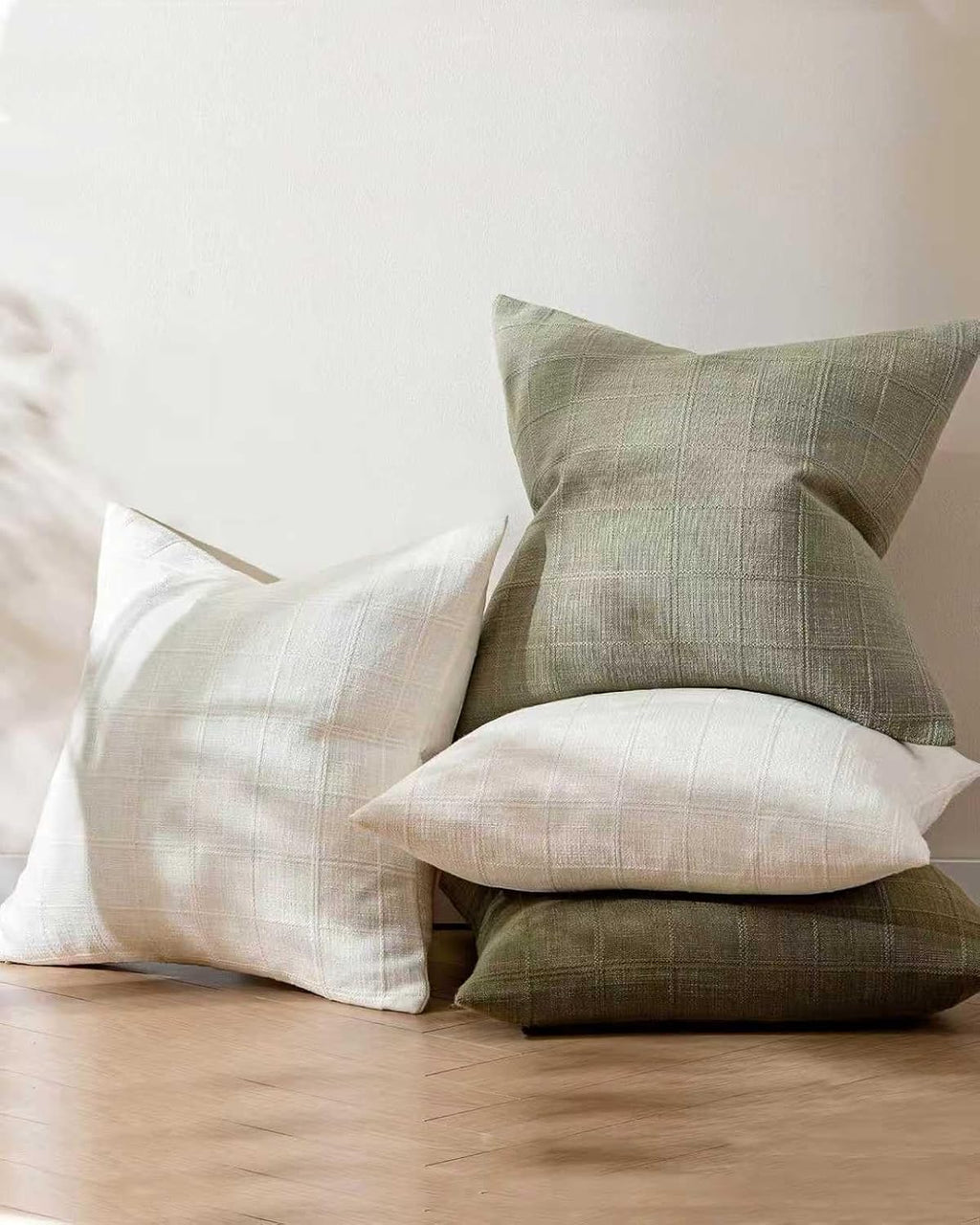 Linen-Look Cushion Covers - Pack of 4 - Green Neutrals, 45cm x 45cm
