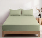 100% Vintage Washed Microfibre Fitted Sheet with Matching Pillowcases - Eucalypt