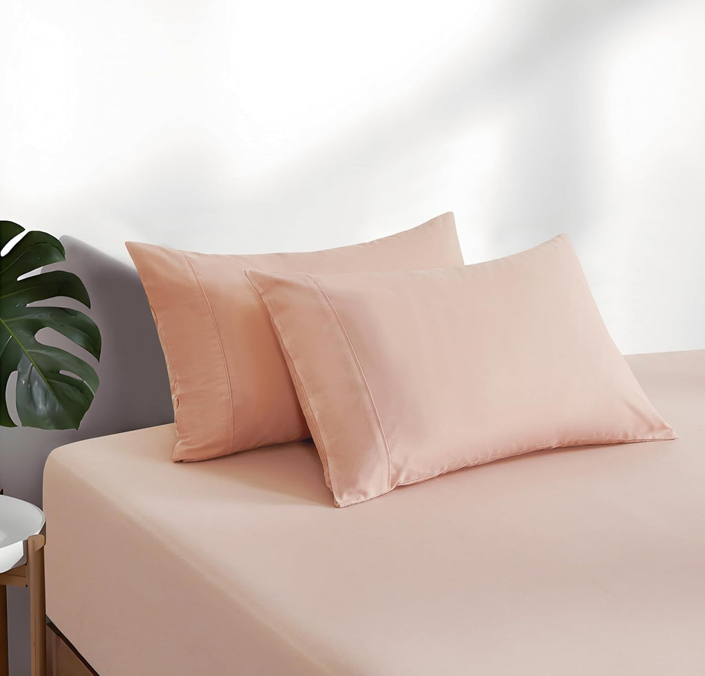 Vintage Washed Cotton Fitted Sheet Combo Set - Pink