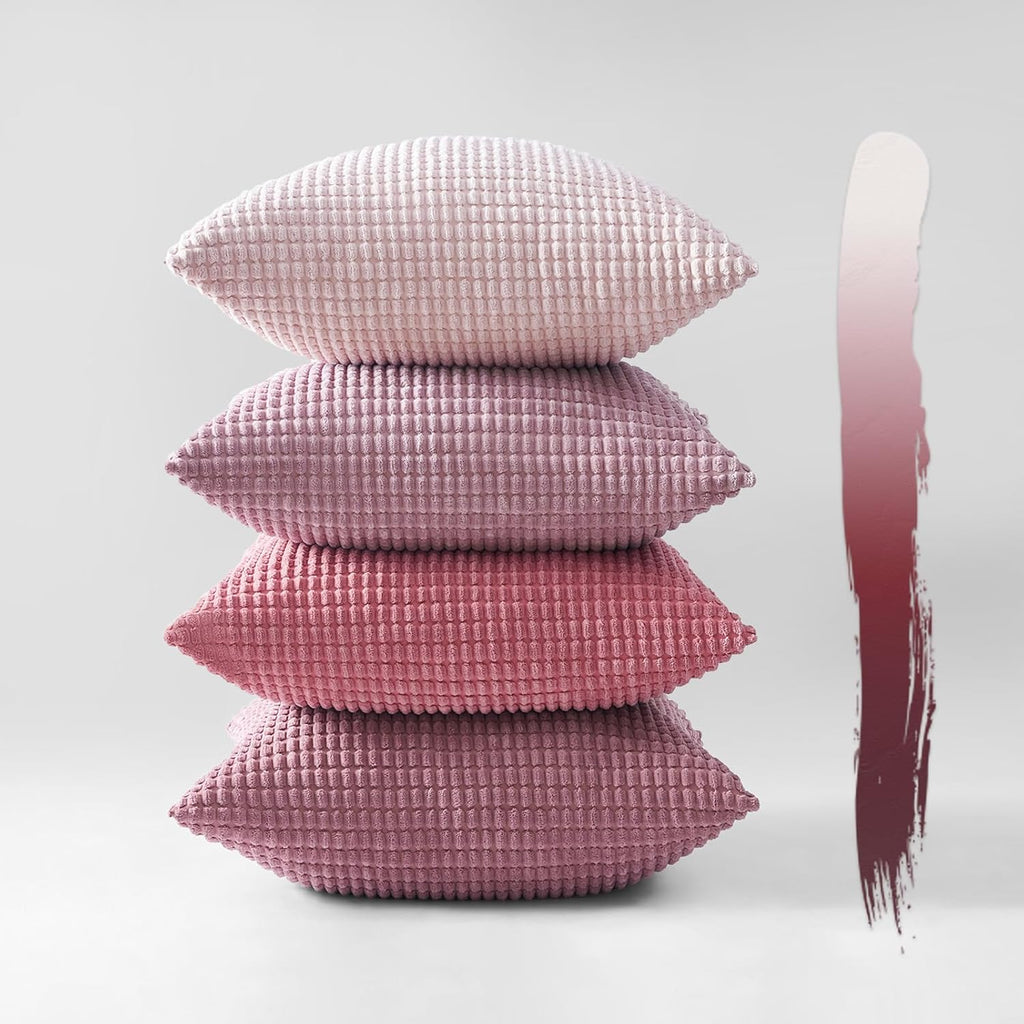 Corduroy Corn Grain Cushion Covers - Pack of 4 Mix of Pink Shades - 30cm x 50cm