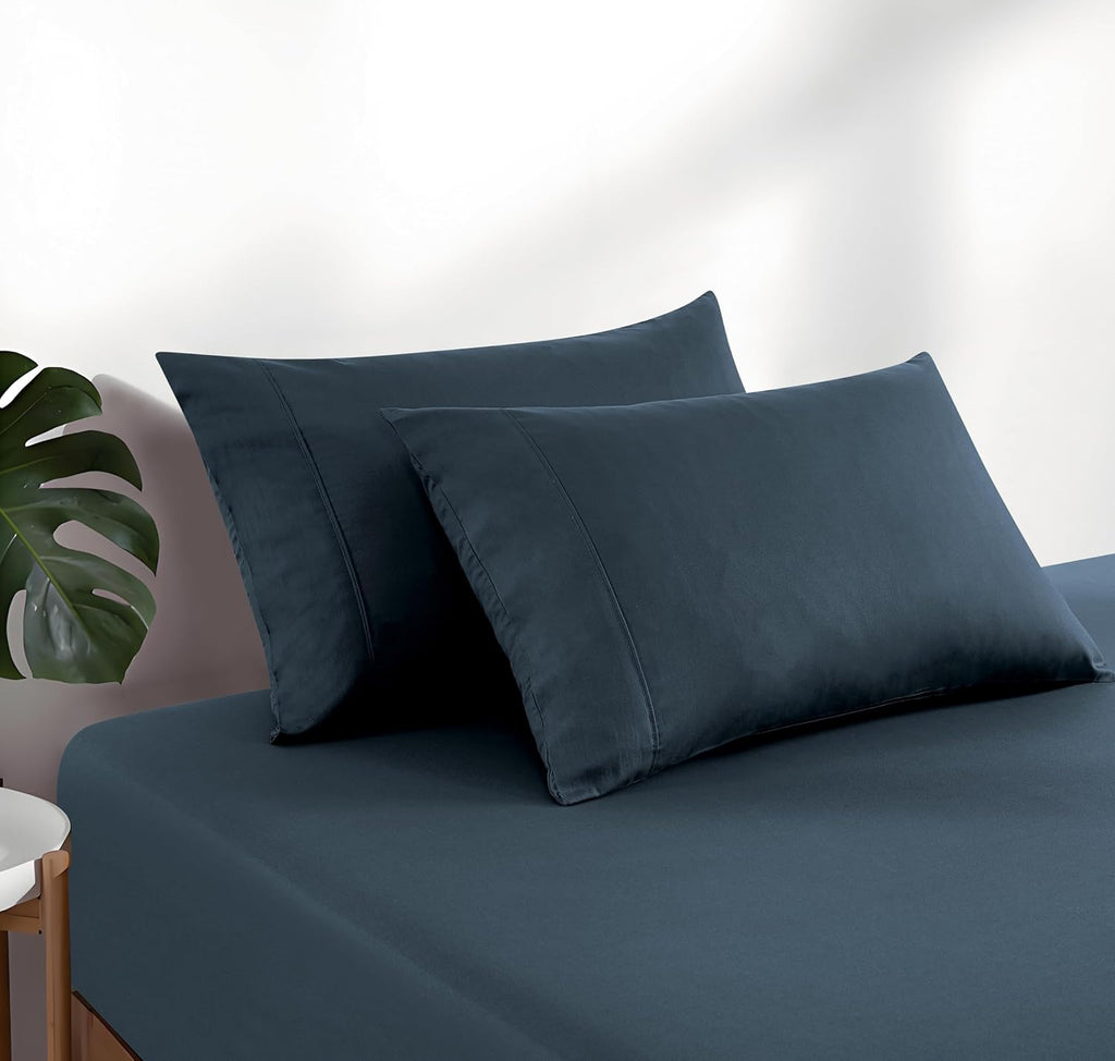 Vintage Washed Cotton Fitted Sheet Combo Set - Indigo