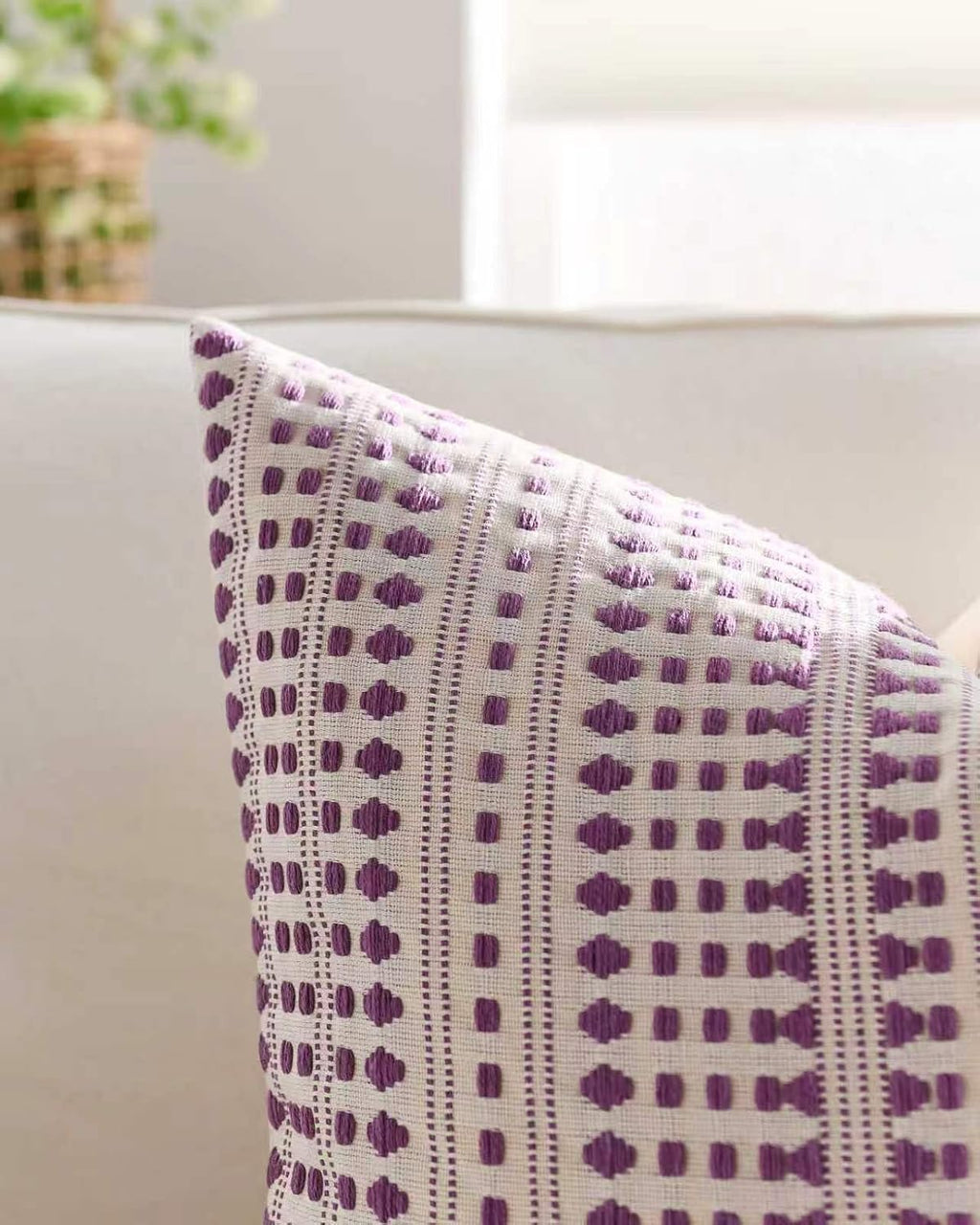 Bohemian Dot Woven Cushion Covers - Twin-Pack - Purple, 30cm x 50cm