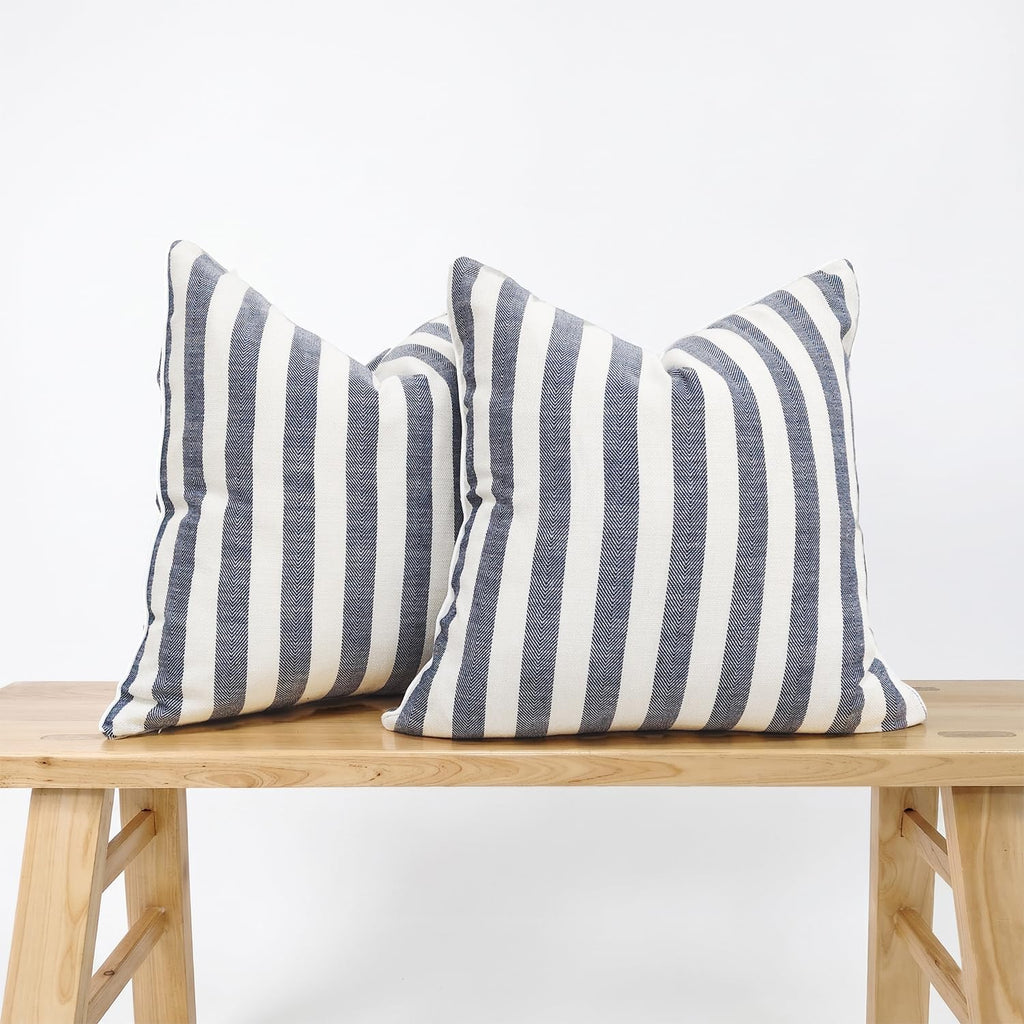 2-Pack Yarn-Dyed Linen-Cotton Cushion Covers - Navy - 45x45cm