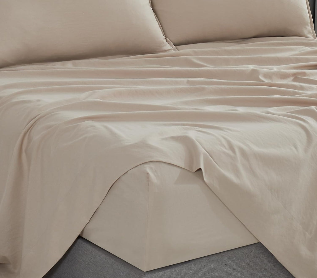 Vintage Washed Microfibre Sheet Set with Pillowcases - Linen