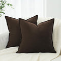 Linen & Cotton Blend Cushion Covers - Twin-Pack - Dark Brown