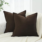 Linen & Cotton Blend Cushion Covers - Twin-Pack - Dark Brown