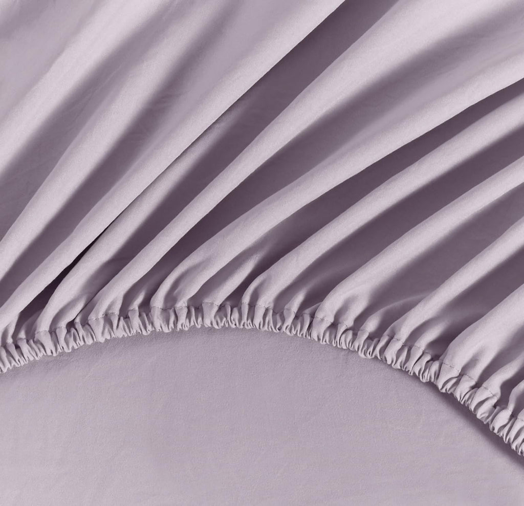 100% Vintage Washed Microfibre Fitted Sheet with Matching Pillowcases - Lilac