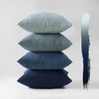 Corduroy Corn Grain Cushion Covers - Pack of 4 Mix of Blue Shades - 30cm x 50cm