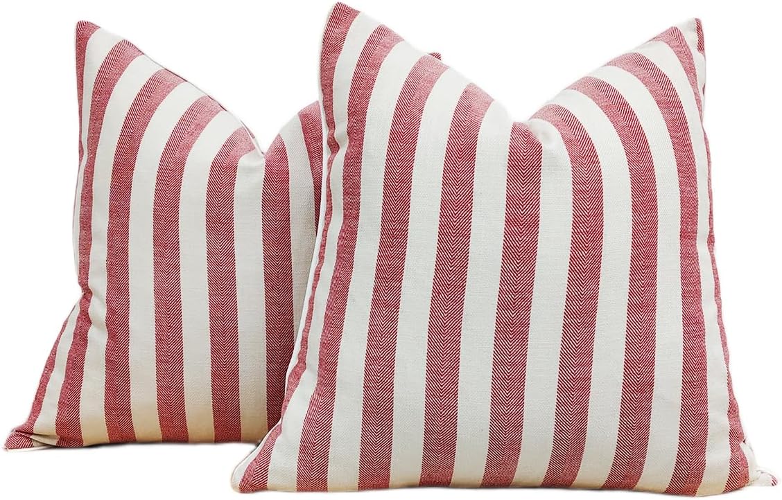 2-Pack Yarn-Dyed Linen-Cotton Cushion Covers - Red - 45x45cm