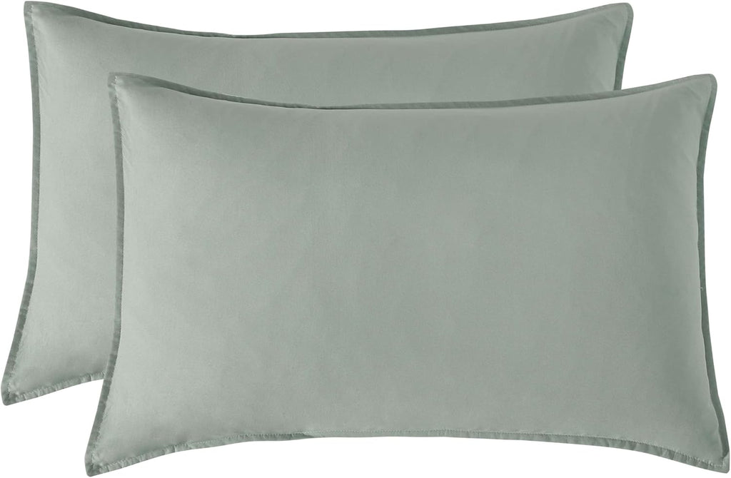 Vintage Washed Microfibre Sheet Set with Pillowcases - Sage