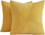 Corduroy Windmill-Inspired Cushion Covers - Twin-Pack - Yellow - 45cm x 45cm