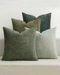 Chenille Grid Cushion Covers - Pack of 4 - Mix of Green, 45cm x 45cm