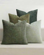 Chenille Grid Cushion Covers - Pack of 4 - Mix of Green, 45cm x 45cm