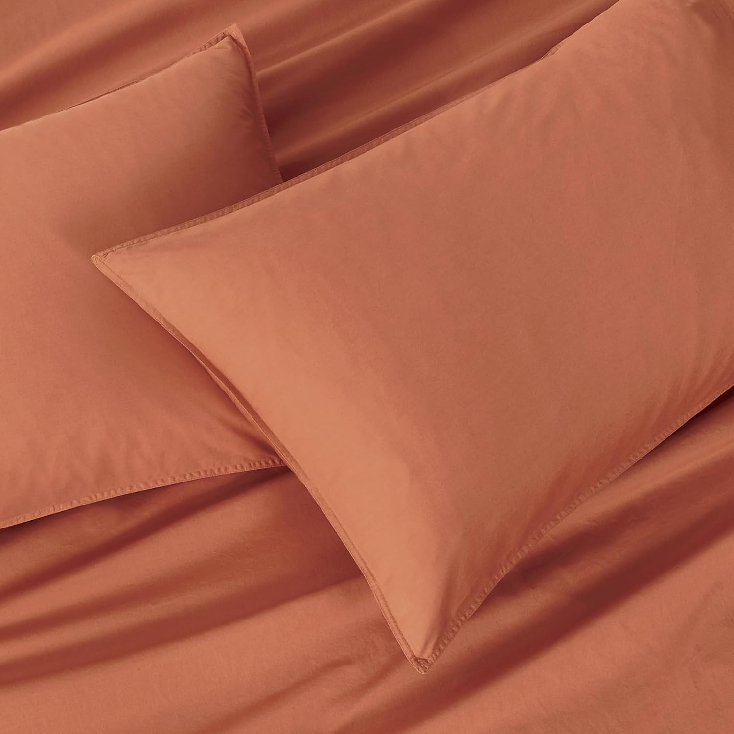 Vintage Washed Cotton Standard Pillowcases - Twin-Pack - Brick