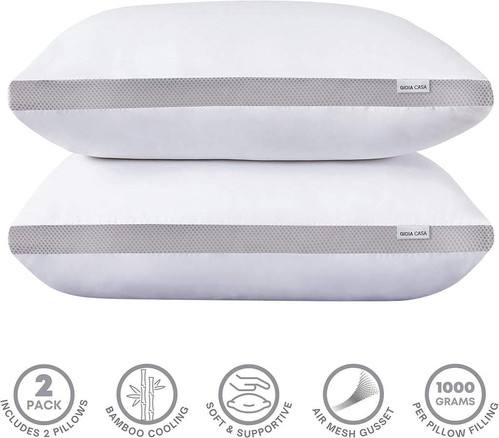 Twin-Pack Bamboo Microfibre Plush Down-Like Cooling Pillows