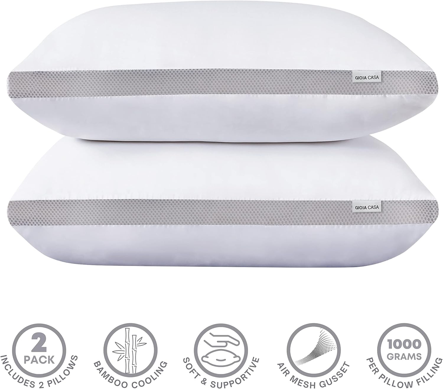 Twin-Pack Bamboo Microfibre Plush Down-Like Cooling Pillows
