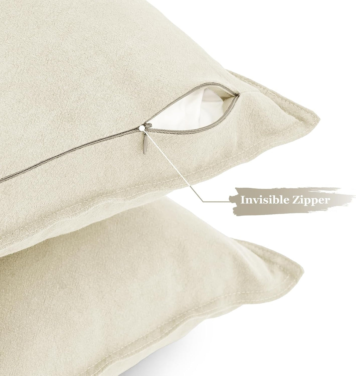 Linen-Cotton European Pillowcases - Soft & Breathable with Hidden Zipper Design - Linen, 65x65cm