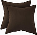 Linen-Cotton European Pillowcases - Soft & Breathable with Hidden Zipper Design - Dark Brown, 65x65cm