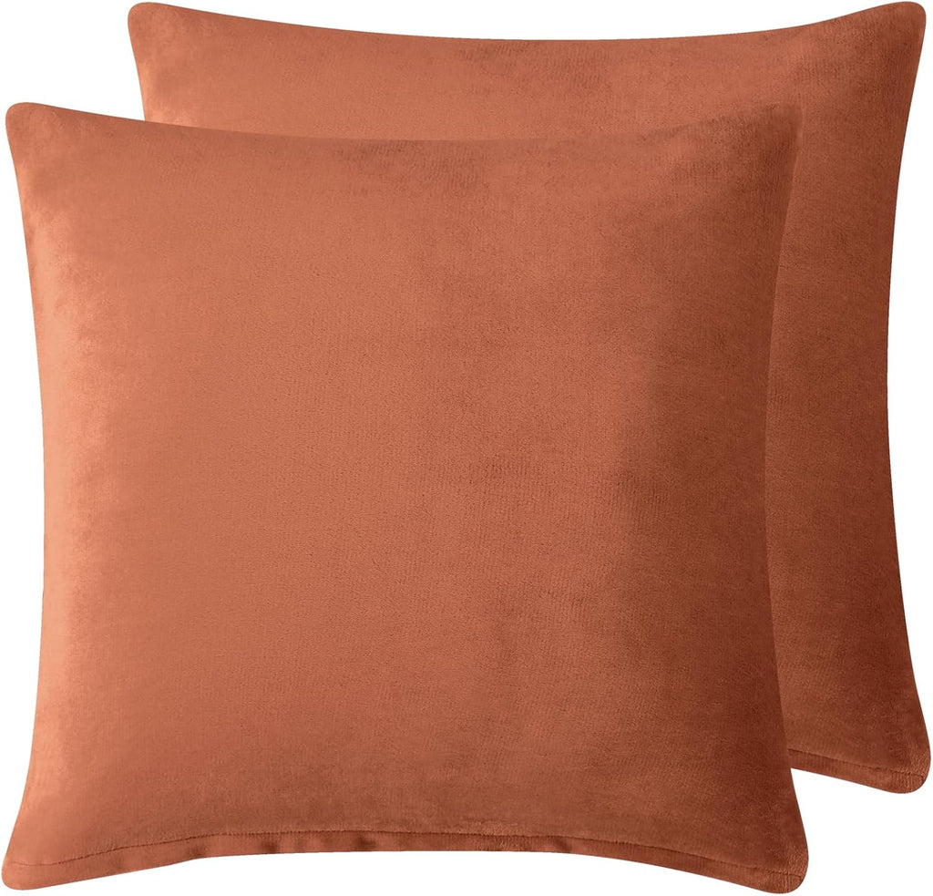 Teddy Sherpa European Pillowcases - Twin-Pack - Terracotta - 65cm x 65cm