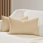 Corduroy Windmill-Inspired Cushion Covers - Twin-Pack - Beige - 30cm x 50cm