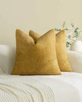 Chenille Grid Cushion Covers - Pack of 2 - Mustard, 45cm x 45cm