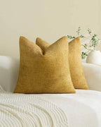 Chenille Grid Cushion Covers - Pack of 2 - Mustard, 45cm x 45cm
