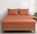 Vintage Washed Cotton Fitted Sheet Combo Set - Brick