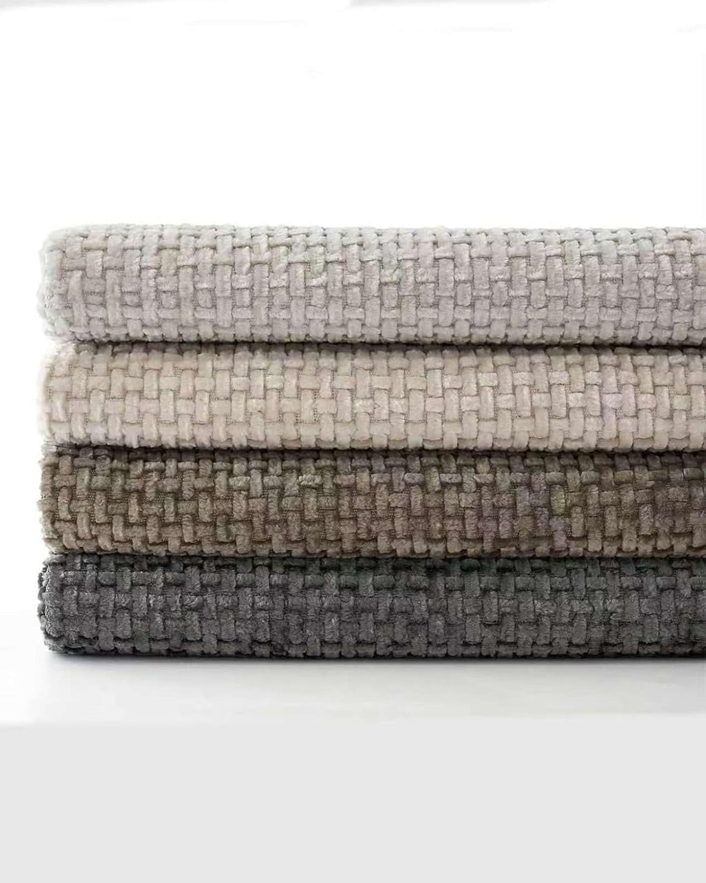 Chenille Grid Cushion Covers - Pack of 4 - Mix of Grey, 30cm x 50cm