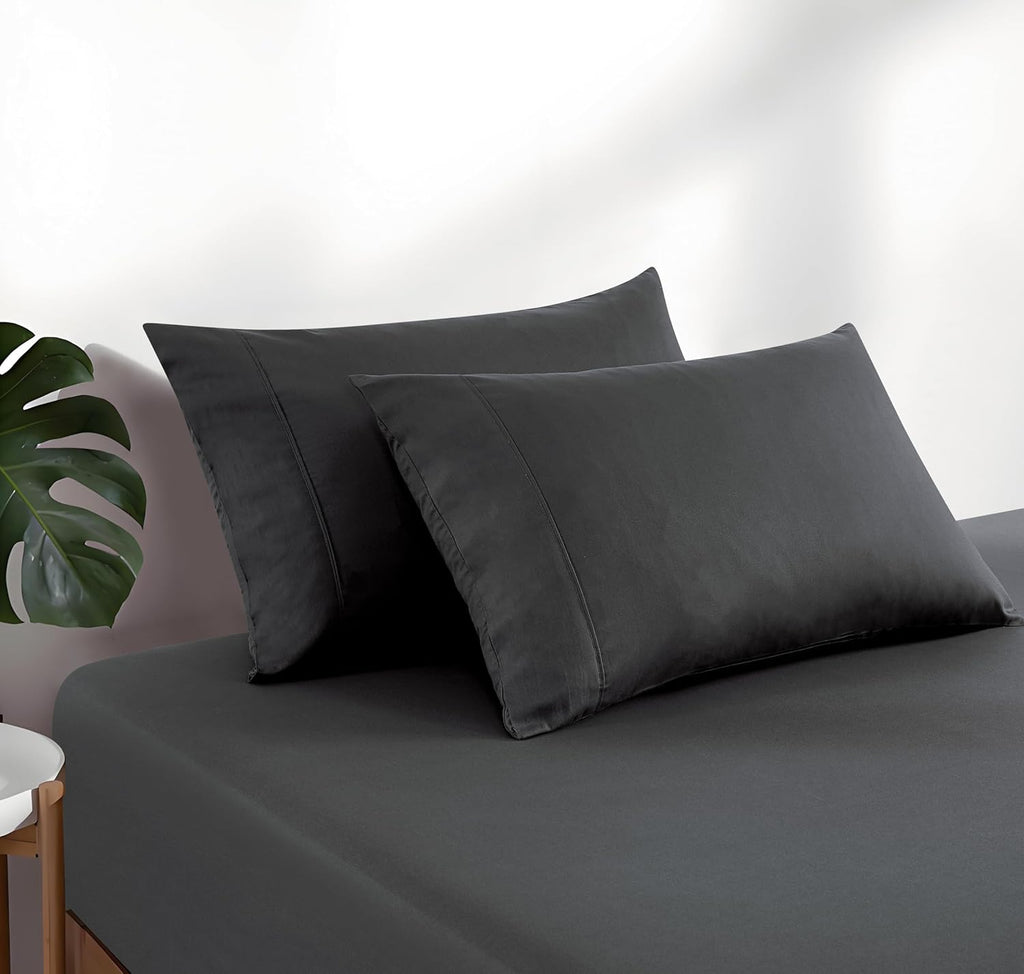 Vintage Washed Cotton Fitted Sheet Combo Set - Charcoal