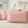 Faux Fur Cushion Covers - Twin-Pack - Pink - 30cm x 50cm