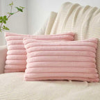 Faux Fur Cushion Covers - Twin-Pack - Pink - 30cm x 50cm