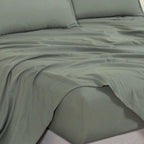 Vintage Washed Microfibre Sheet Set with Pillowcases - Khaki Green