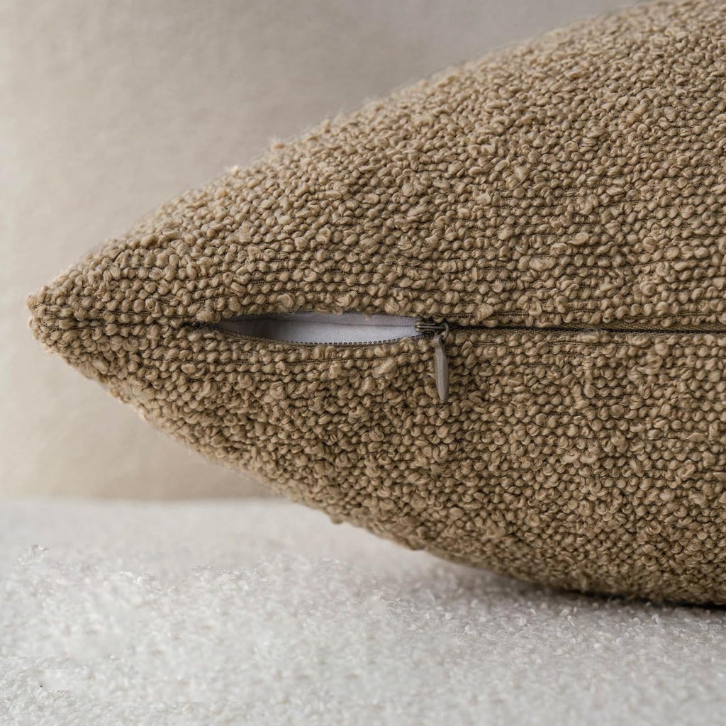 Boucle European Pillowcases - Camel - Twin Pack